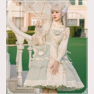 March Flowers Classic Lolita Dress JSK + Blouse Set by YingLuoFu (SF18)